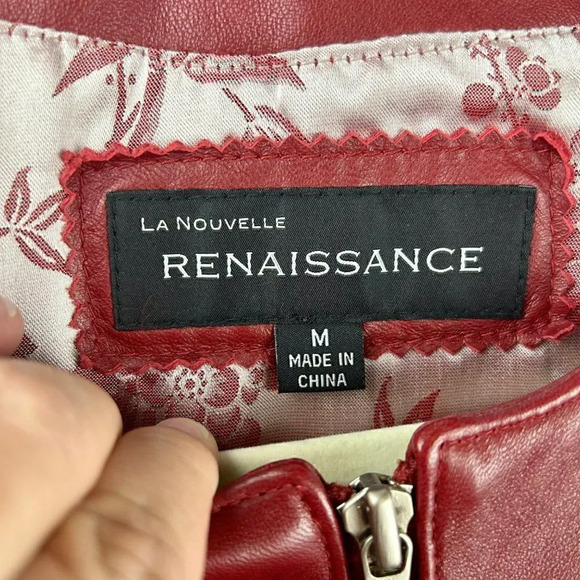 Women's Red Leather Jacket - Picture 8 of 8